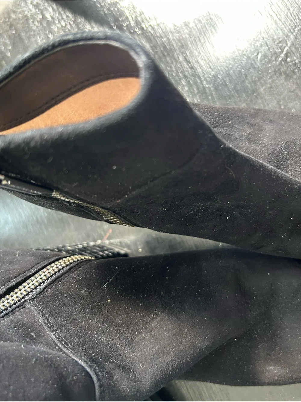 Michael Kors Black Leather Chukka Boots with Gold MK Zipper Charm size 5.5